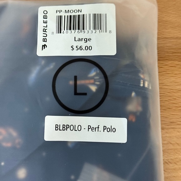 BURLEBO Performance Polo To The Moon Sz Large NWT - Picture 3 of 4